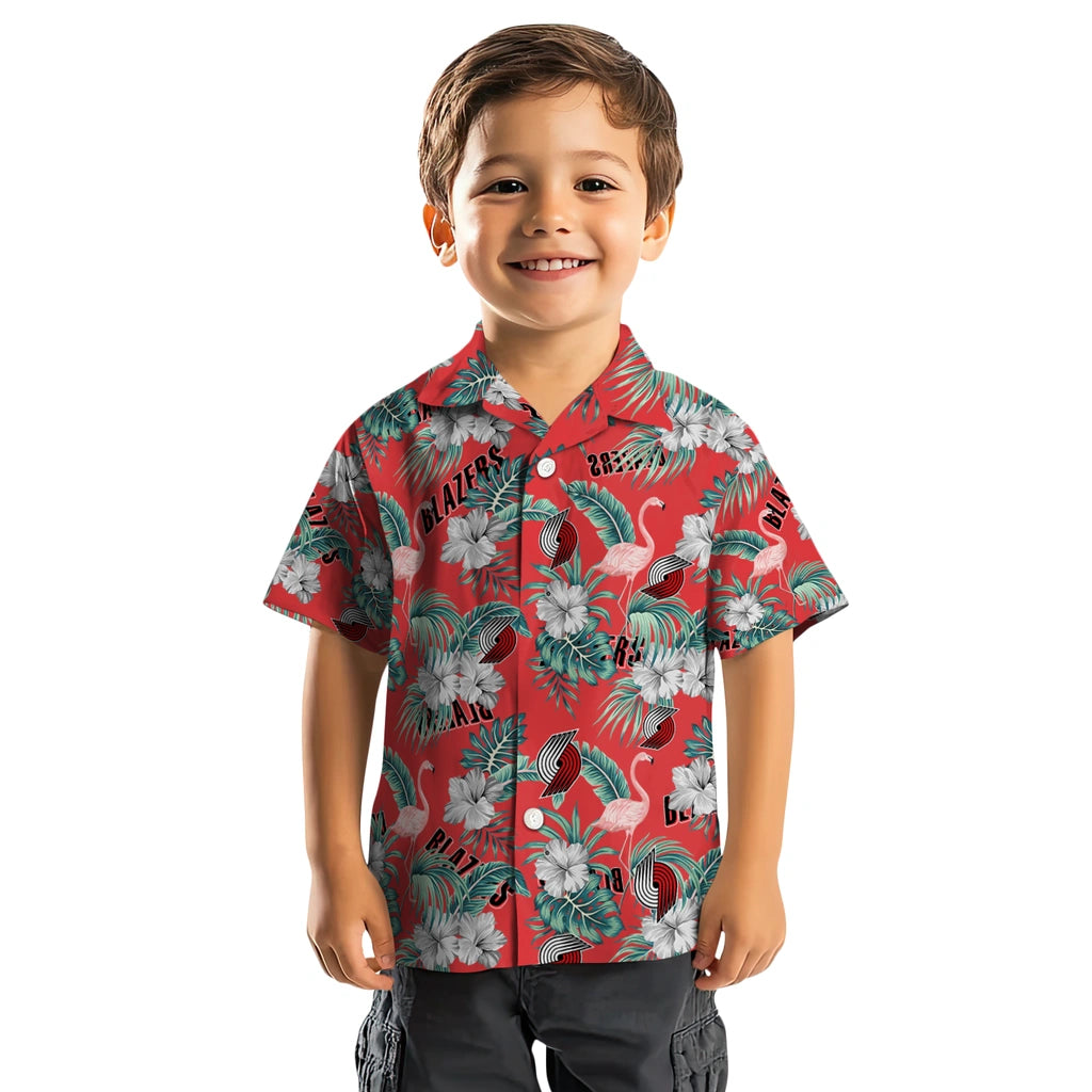 Portland Trail Blazers Hawaiian Shirt - Flamingo and Hibiscus | Hula Hawaiian Shirts