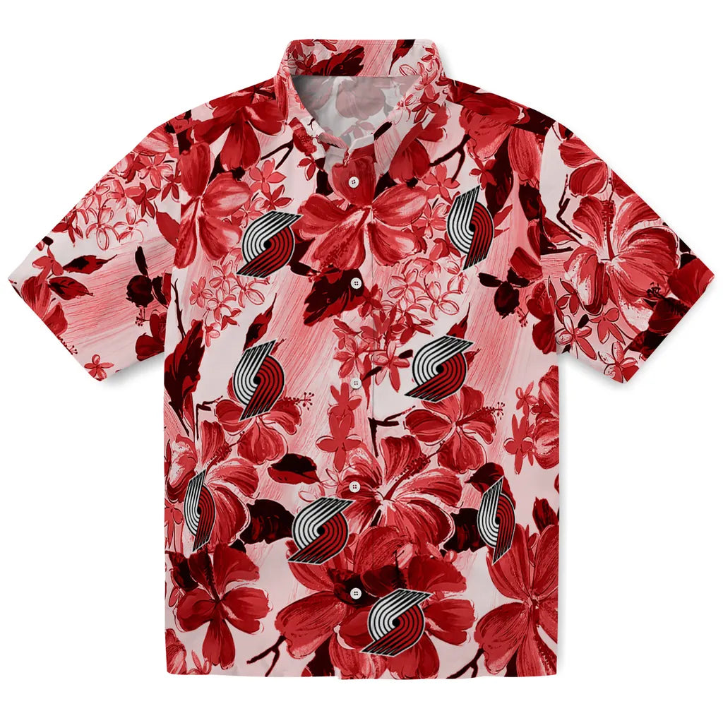 Portland Trail Blazers Hawaiian Shirt - Hibiscus Arrangement | Hula Hawaiian Shirts