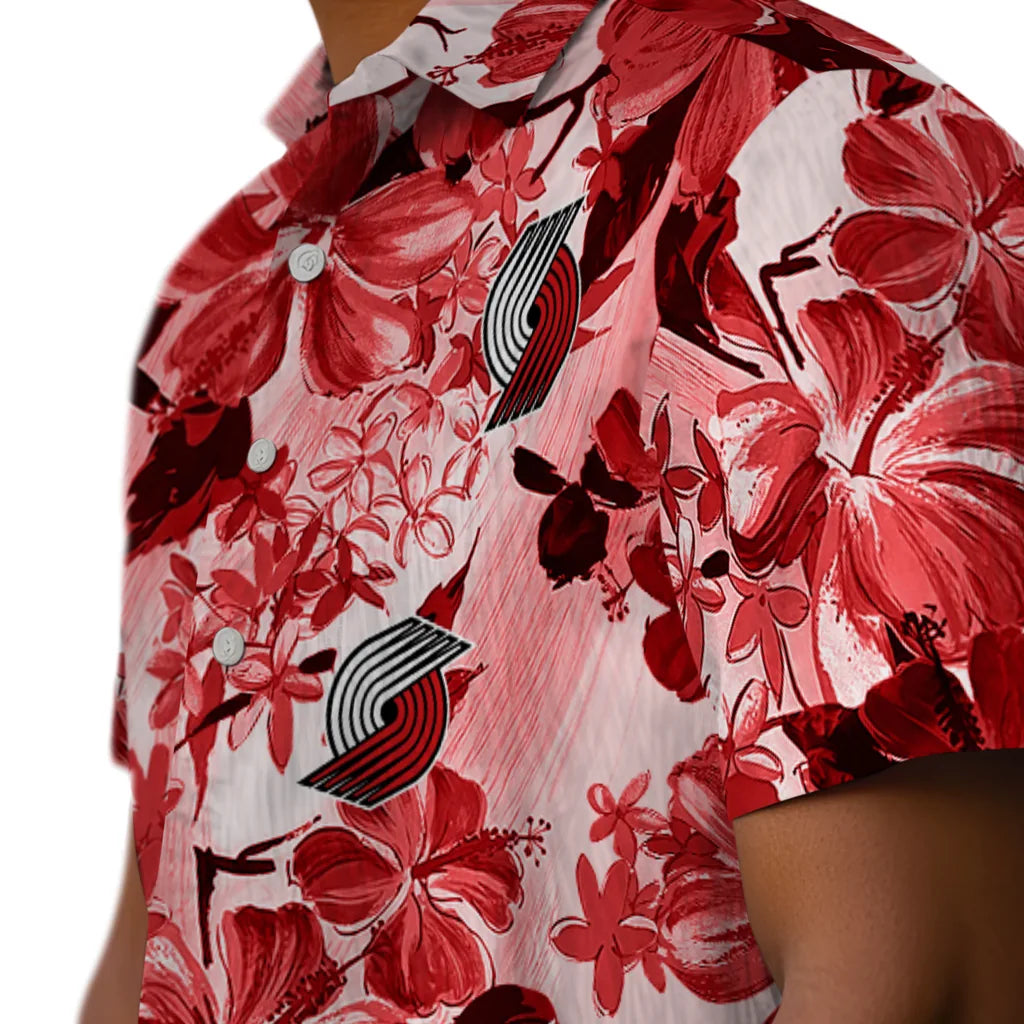 Portland Trail Blazers Hawaiian Shirt - Hibiscus Arrangement | Hula Hawaiian Shirts