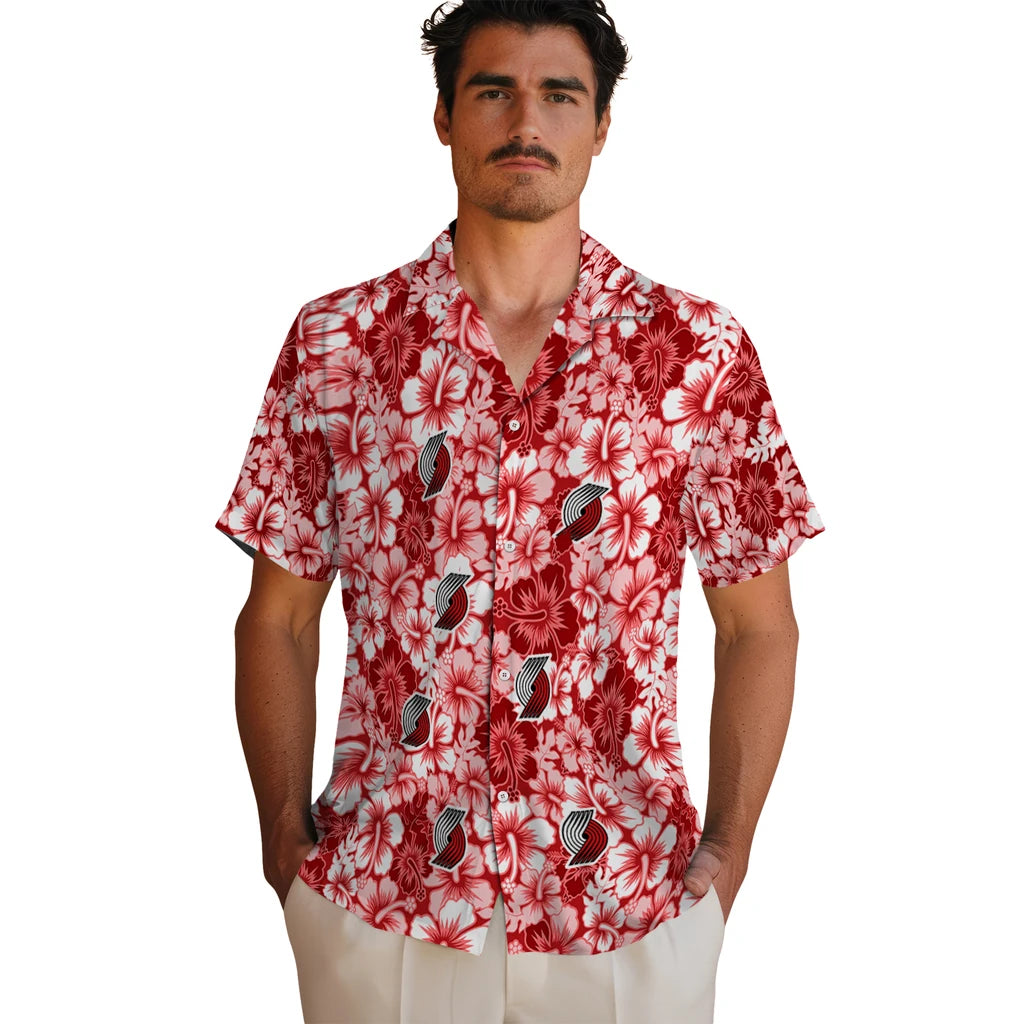 Portland Trail Blazers Hawaiian Shirt - Hibiscus Blooms | Hula Hawaiian Shirts