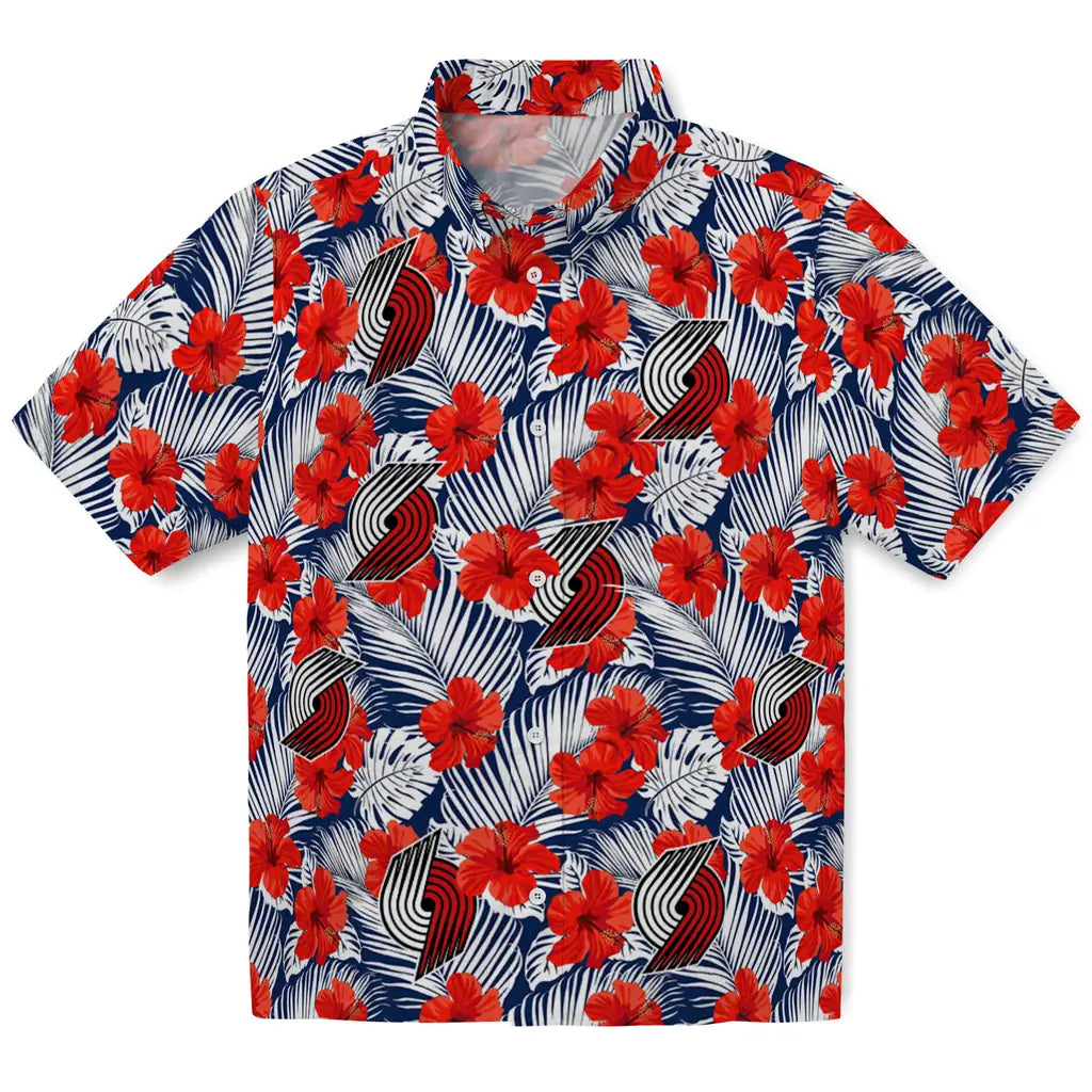 Portland Trail Blazers Hawaiian Shirt - Hibiscus Fiesta | Hula Hawaiian Shirts