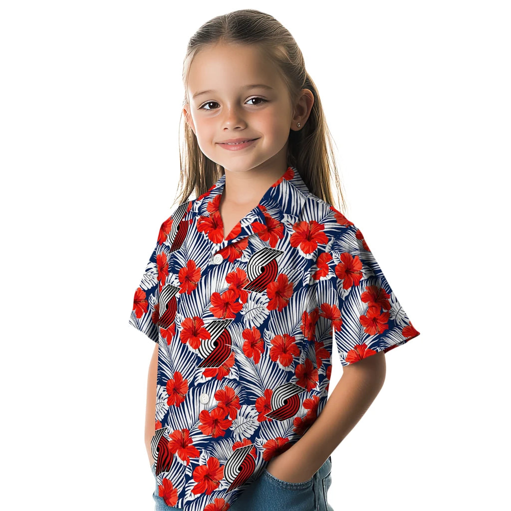 Portland Trail Blazers Hawaiian Shirt - Hibiscus Fiesta | Hula Hawaiian Shirts