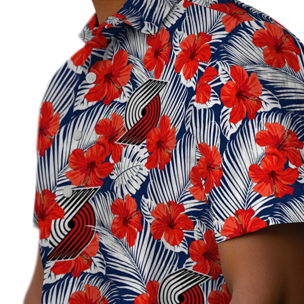 Portland Trail Blazers Hawaiian Shirt - Hibiscus Fiesta | Hula Hawaiian Shirts