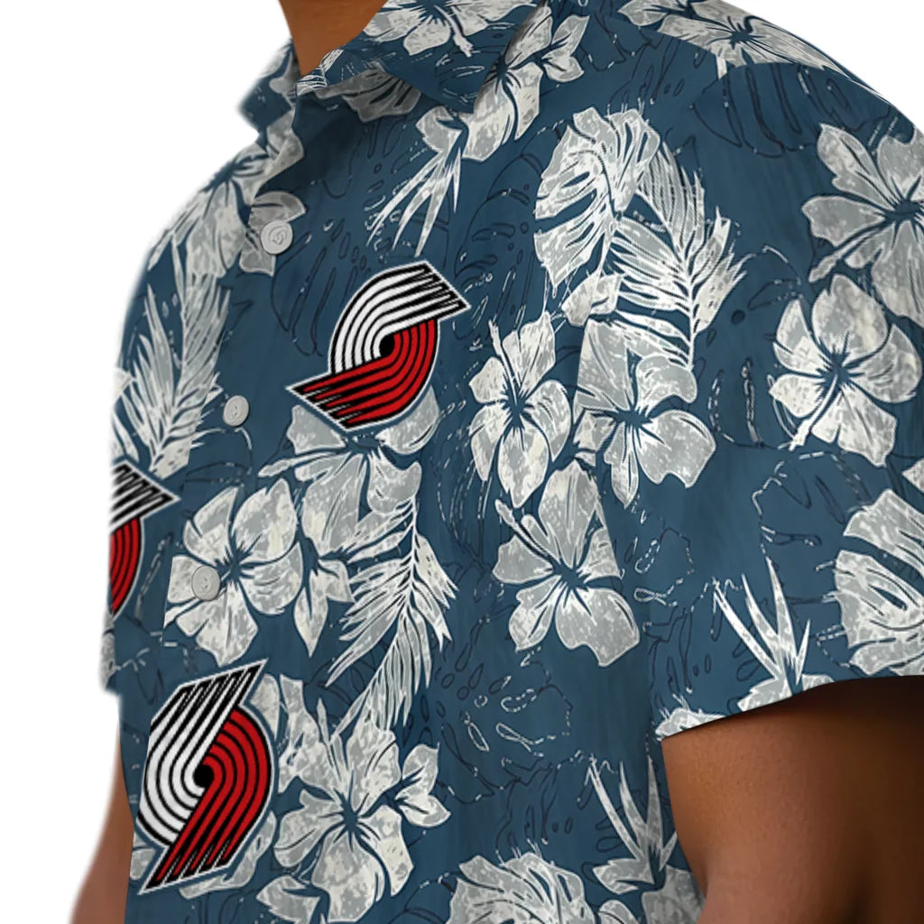 Portland Trail Blazers Hawaiian Shirt - Hibiscus Flowers | Hula Hawaiian Shirts