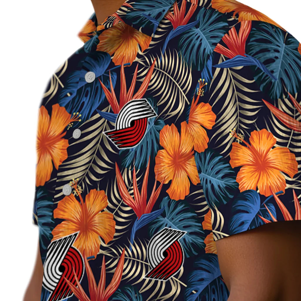Portland Trail Blazers Hawaiian Shirt - Hibiscus Foliage | Hula Hawaiian Shirts