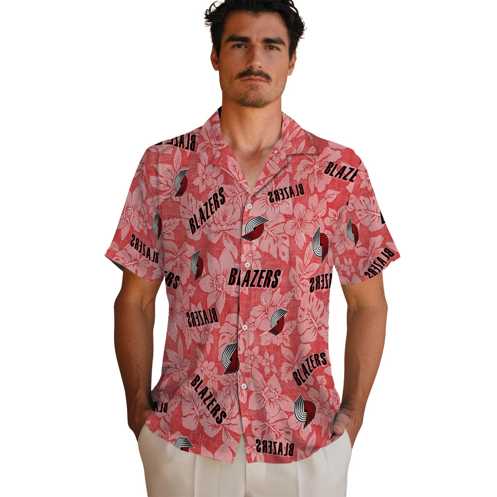 Portland Trail Blazers Hawaiian Shirt - Hibiscus Oasis | Hula Hawaiian Shirts