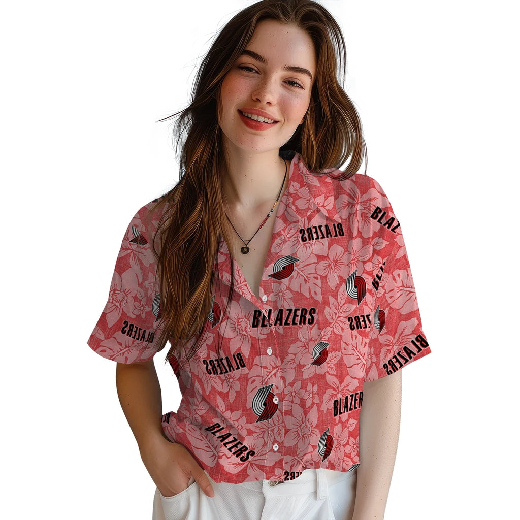Portland Trail Blazers Hawaiian Shirt - Hibiscus Oasis | Hula Hawaiian Shirts