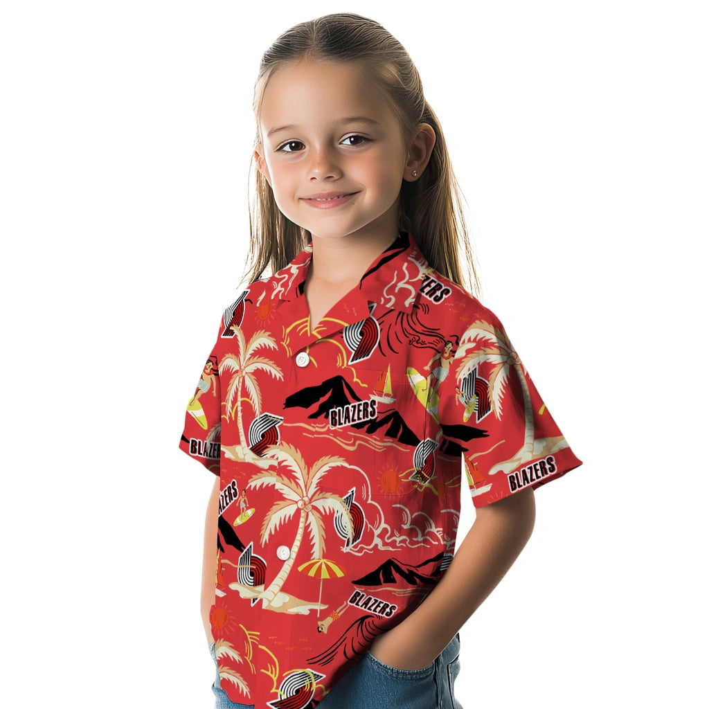 Portland Trail Blazers Hawaiian Shirt - Palm Tree Island | Hula Hawaiian Shirts