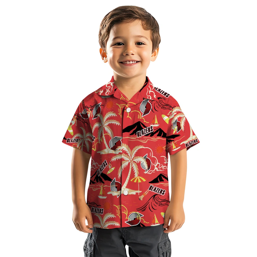 Portland Trail Blazers Hawaiian Shirt - Palm Tree Island | Hula Hawaiian Shirts