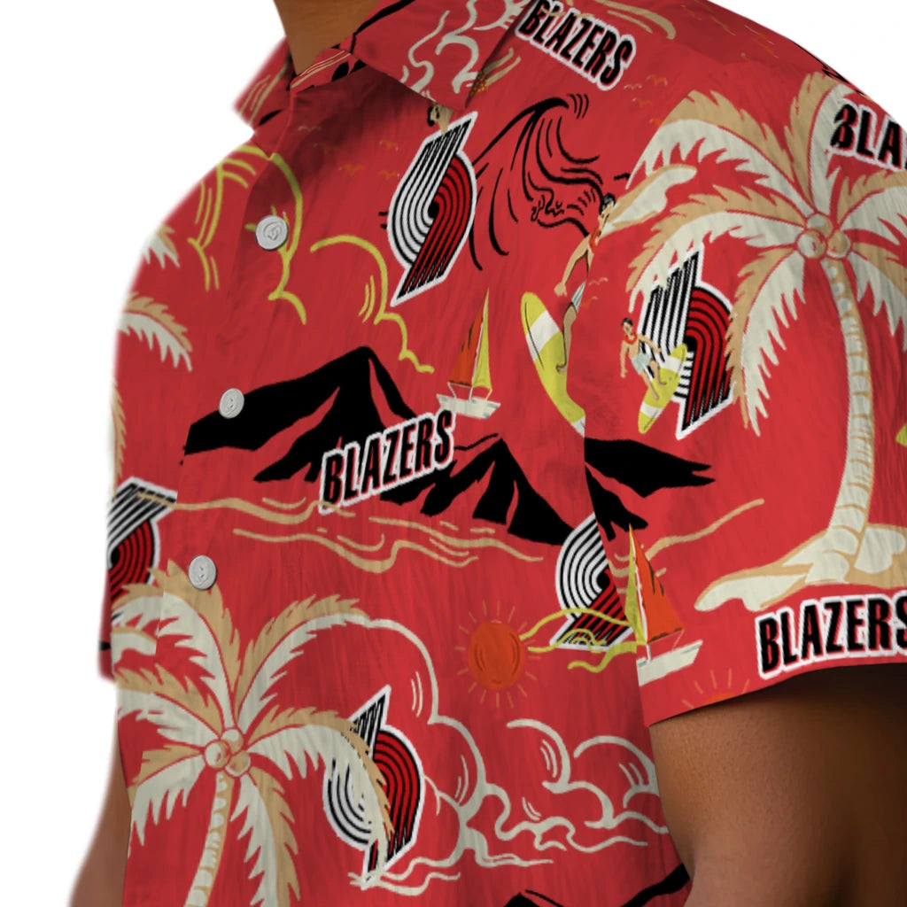 Portland Trail Blazers Hawaiian Shirt - Palm Tree Island | Hula Hawaiian Shirts
