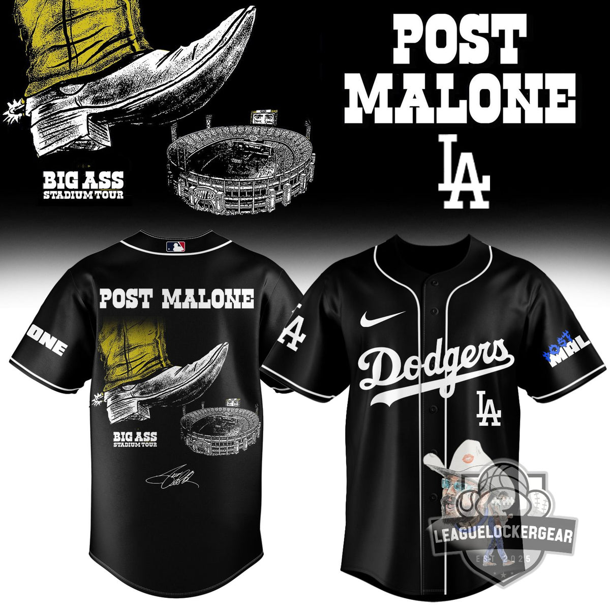 MLB All Team x Post Malone Big Ass Stadium Tour Baseball Jersey - LeagueLockerGear