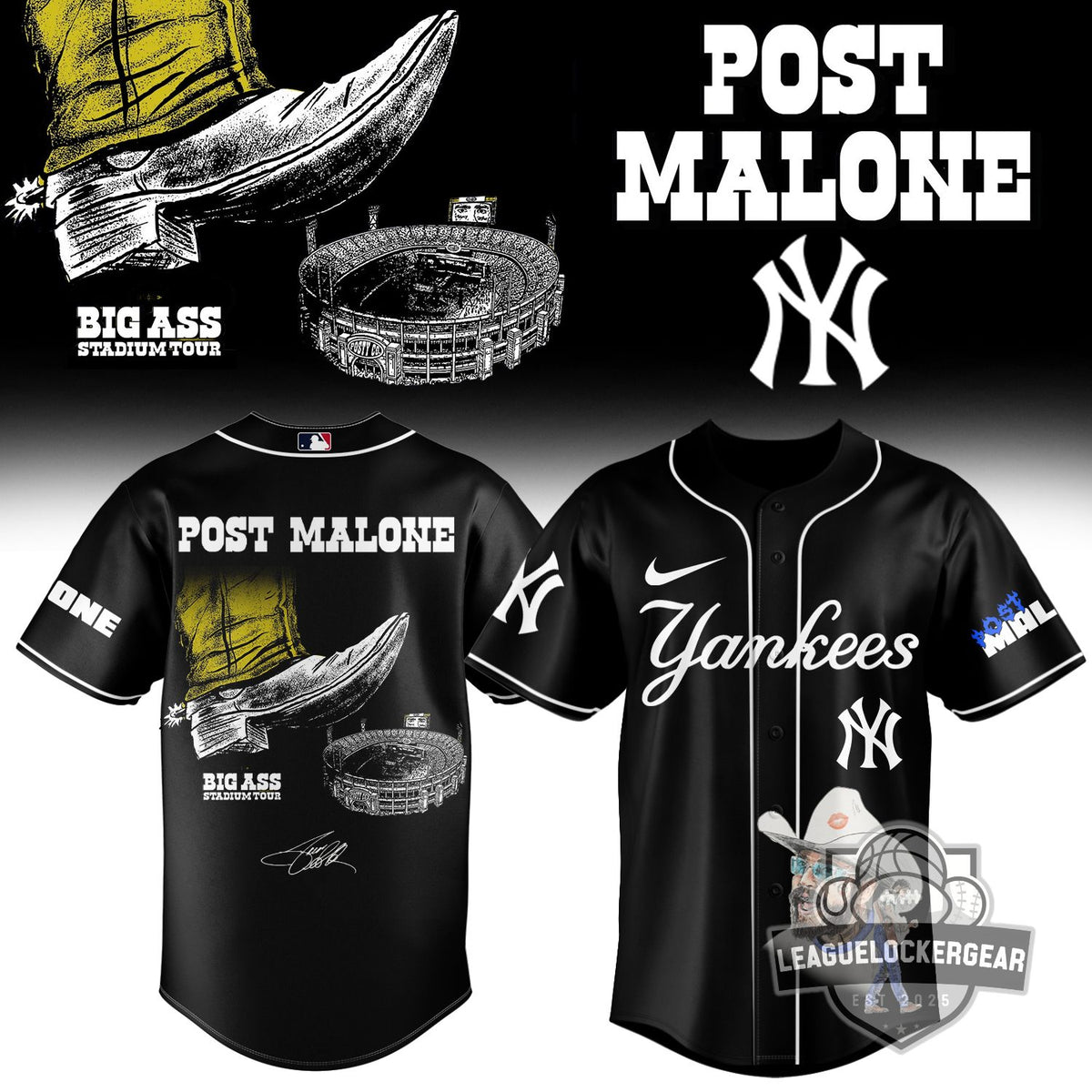 MLB All Team x Post Malone Big Ass Stadium Tour Baseball Jersey - LeagueLockerGear