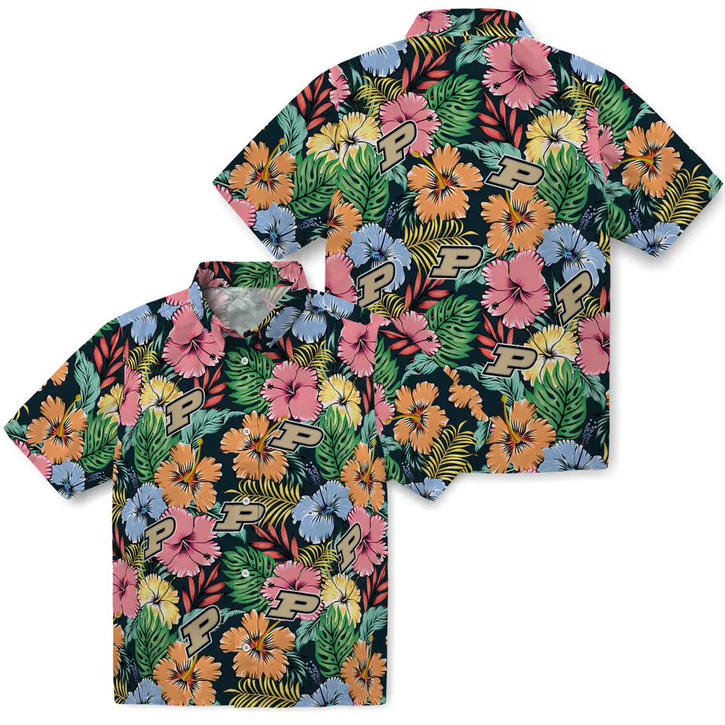 Purdue Boilermakers Hawaiian Shirt - Brilliant Hibiscus Garden | Hula Hawaiian Shirts