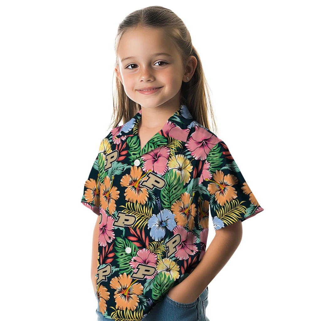 Purdue Boilermakers Hawaiian Shirt - Brilliant Hibiscus Garden | Hula Hawaiian Shirts
