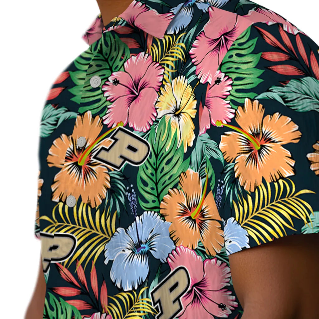Purdue Boilermakers Hawaiian Shirt - Brilliant Hibiscus Garden | Hula Hawaiian Shirts