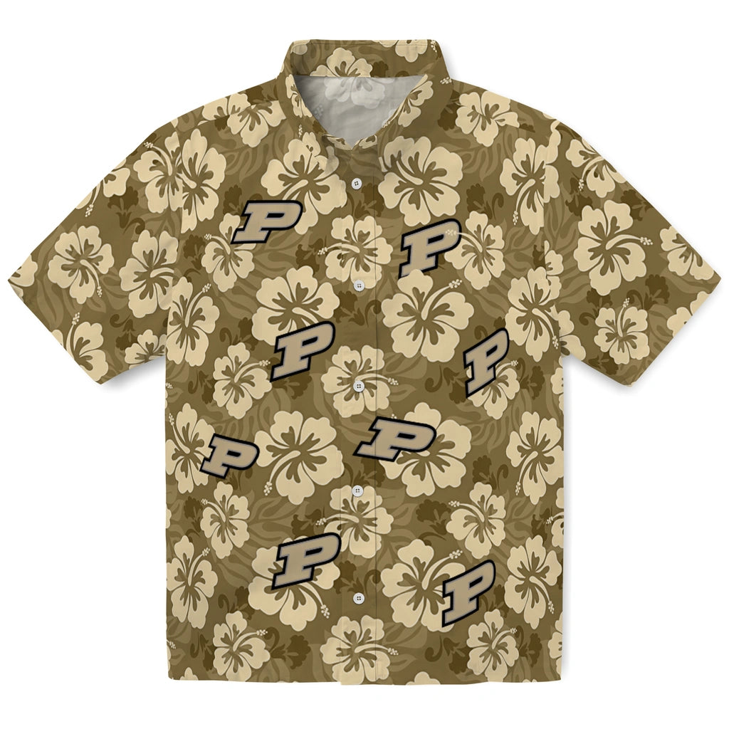 Purdue Boilermakers Hawaiian Shirt - Hibiscus Cluster | Hula Hawaiian Shirts