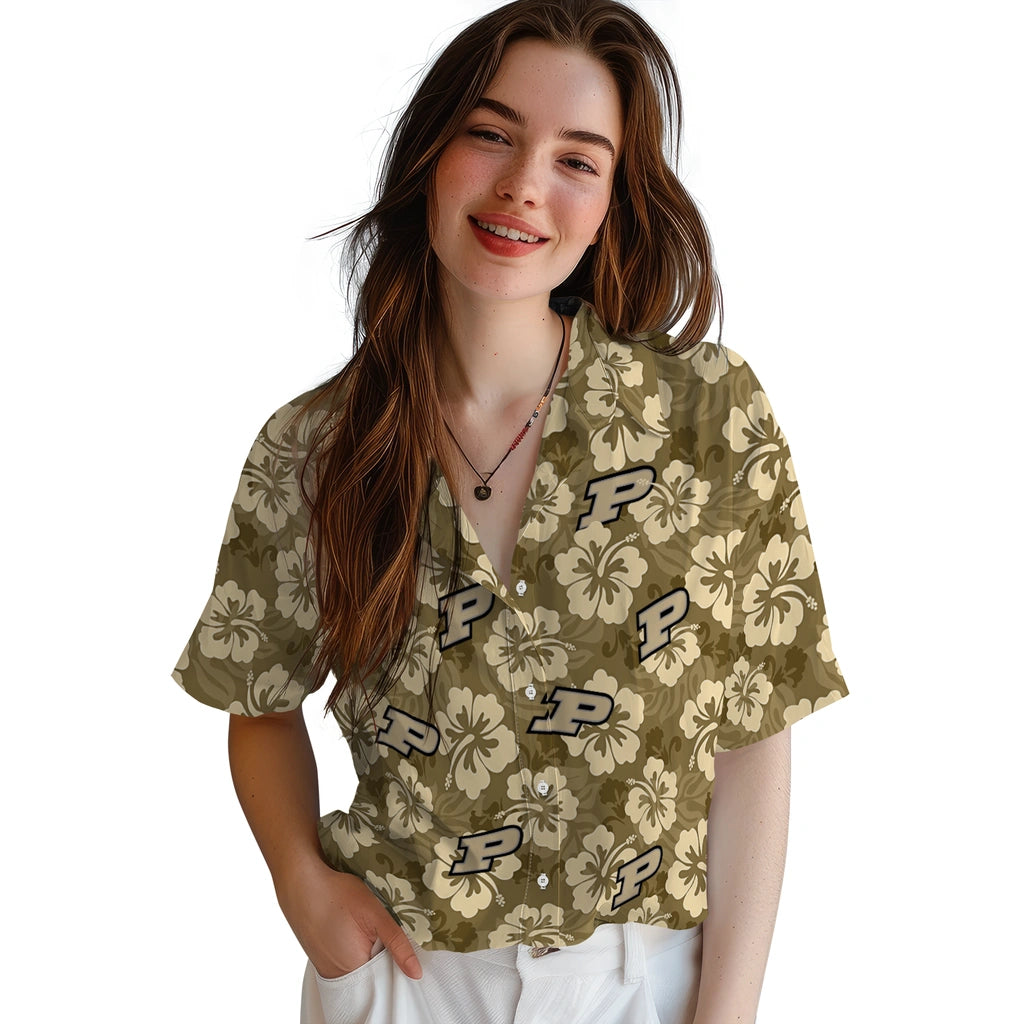 Purdue Boilermakers Hawaiian Shirt - Hibiscus Cluster | Hula Hawaiian Shirts