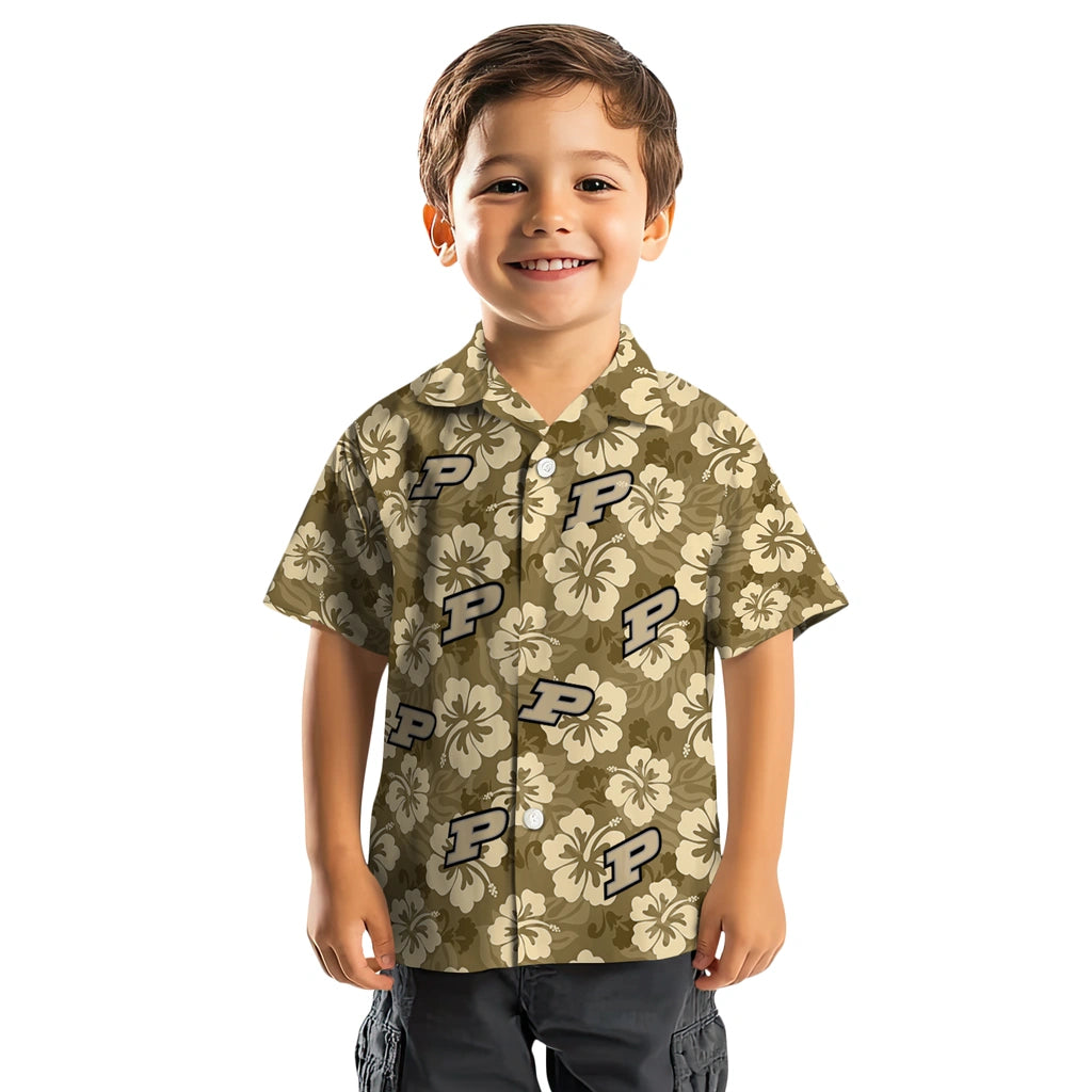 Purdue Boilermakers Hawaiian Shirt - Hibiscus Cluster | Hula Hawaiian Shirts