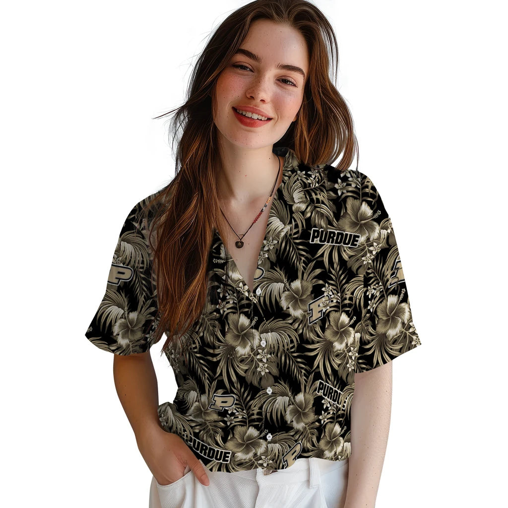 Purdue Boilermakers Hawaiian Shirt - Hibiscus Exotic | Hula Hawaiian Shirts