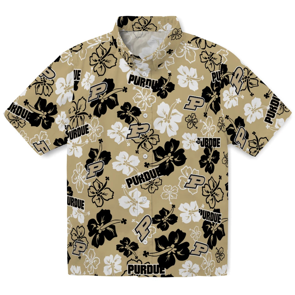 Purdue Boilermakers Hawaiian Shirt - Hibiscus Flower Design | Hula Hawaiian Shirts