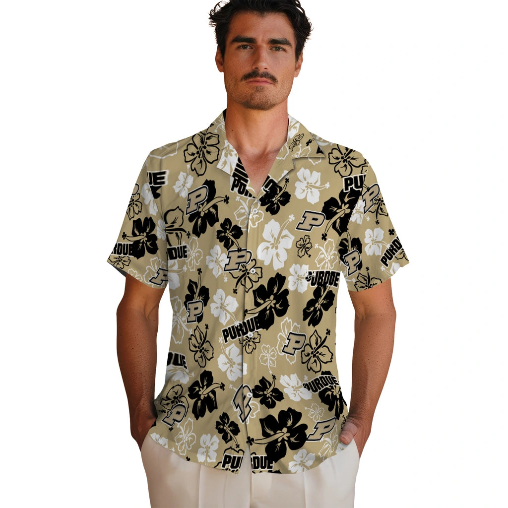 Purdue Boilermakers Hawaiian Shirt - Hibiscus Flower Design | Hula Hawaiian Shirts