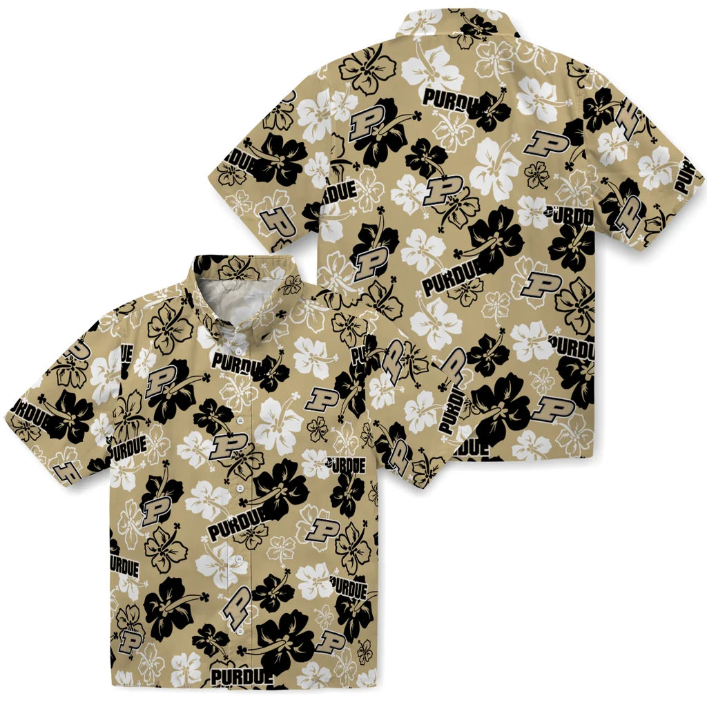 Purdue Boilermakers Hawaiian Shirt - Hibiscus Flower Design | Hula Hawaiian Shirts
