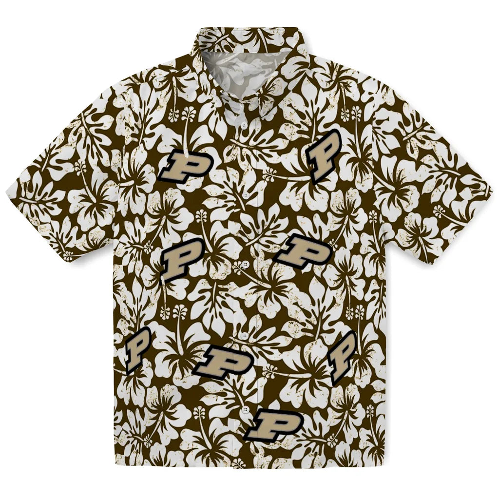 Purdue Boilermakers Hawaiian Shirt - Hibiscus Motif | Hula Hawaiian Shirts