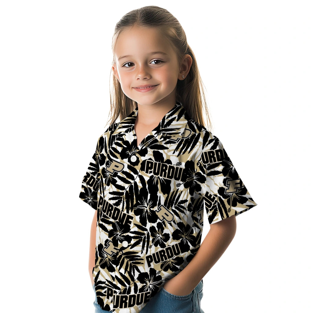 Purdue Boilermakers Hawaiian Shirt - Hibiscus Overlay | Hula Hawaiian Shirts