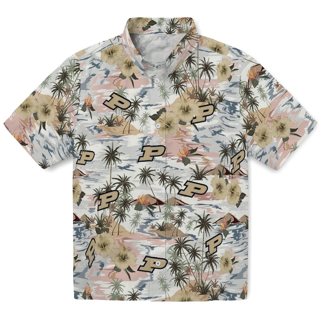 Purdue Boilermakers Hawaiian Shirt - Hibiscus Seaside | Hula Hawaiian Shirts