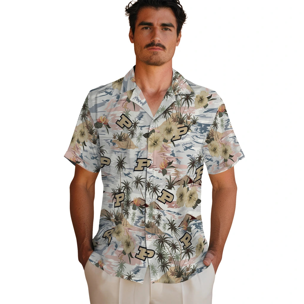 Purdue Boilermakers Hawaiian Shirt - Hibiscus Seaside | Hula Hawaiian Shirts