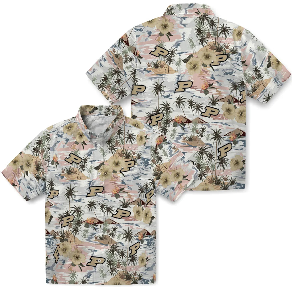 Purdue Boilermakers Hawaiian Shirt - Hibiscus Seaside | Hula Hawaiian Shirts