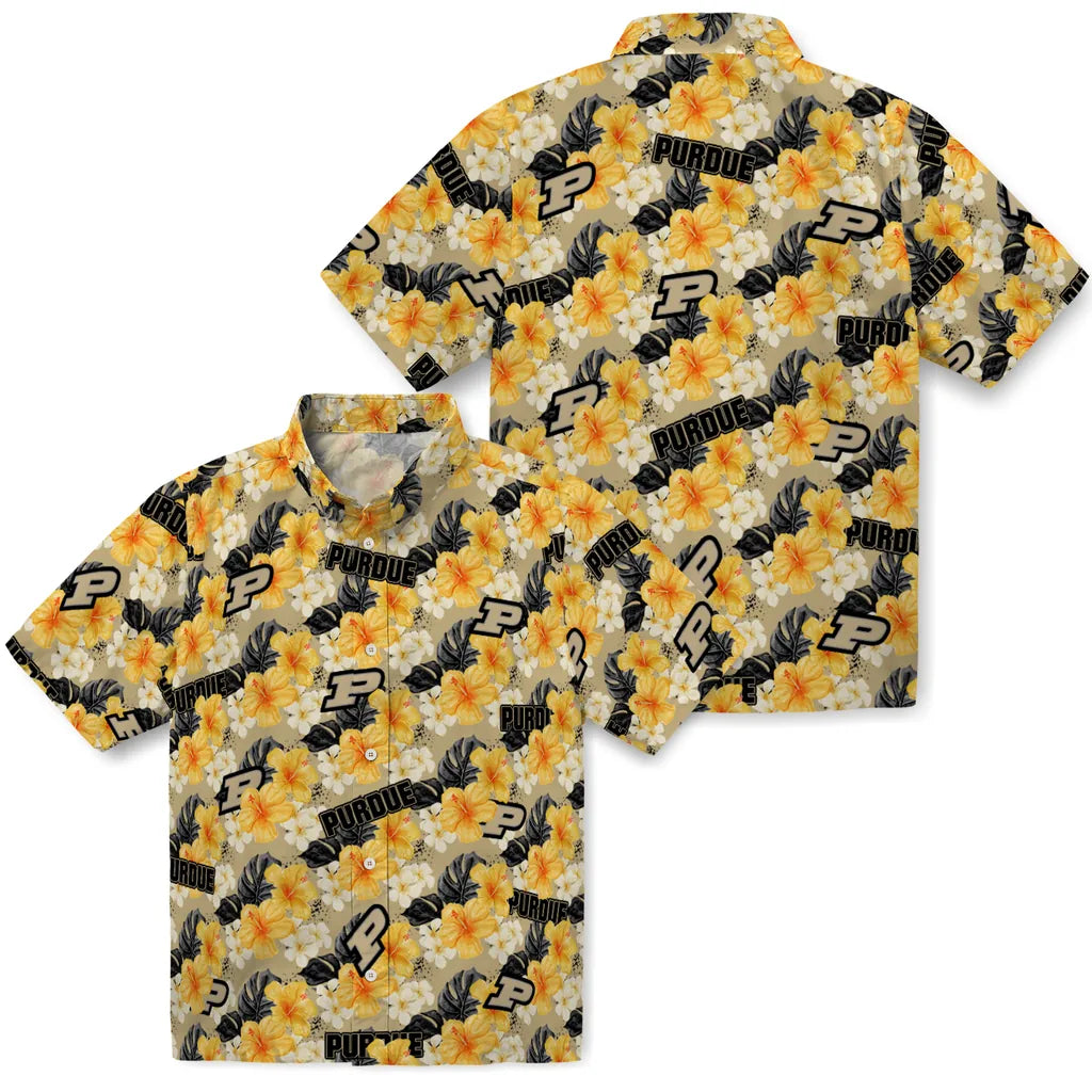 Purdue Boilermakers Hawaiian Shirt - Hibiscus Tropics | Hula Hawaiian Shirts