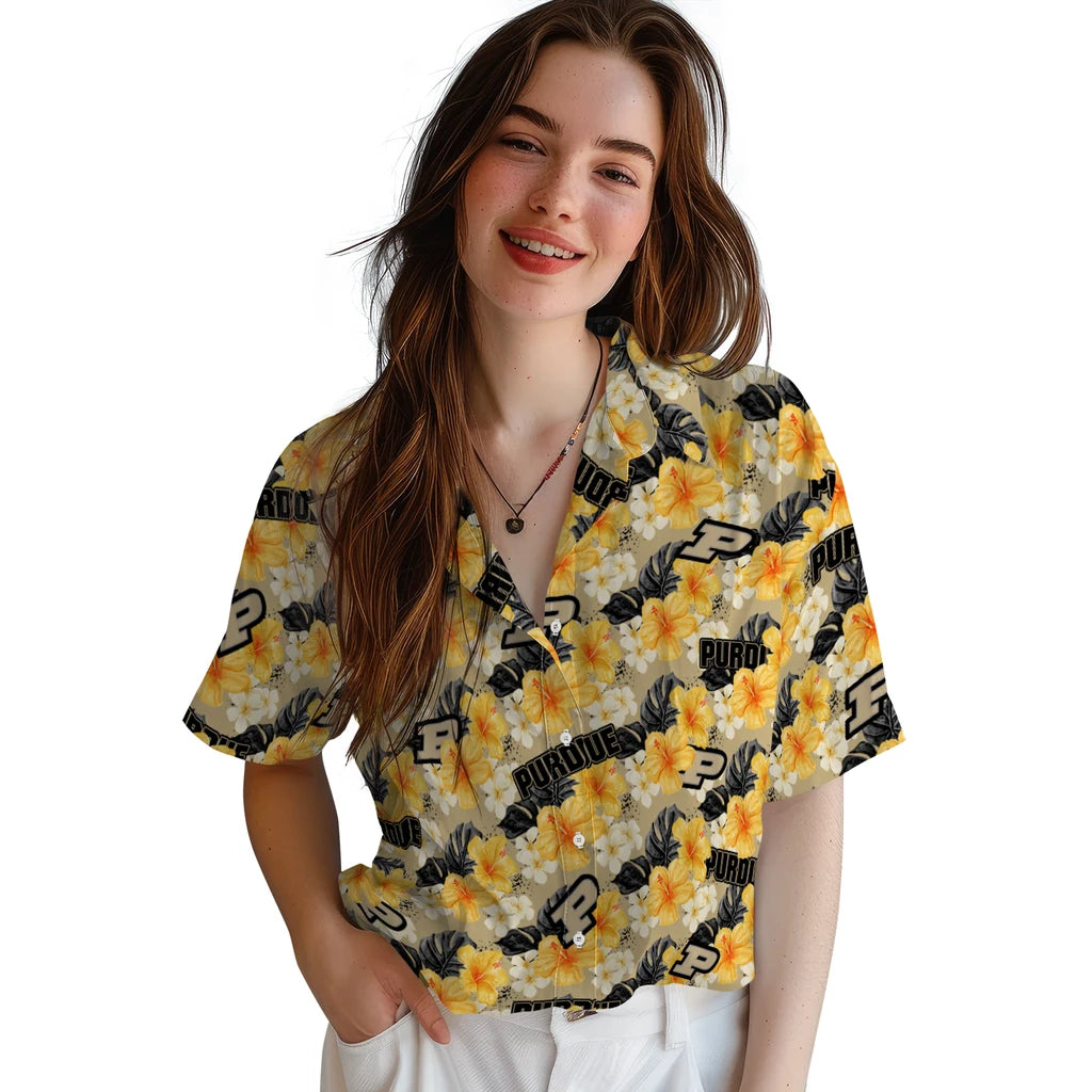 Purdue Boilermakers Hawaiian Shirt - Hibiscus Tropics | Hula Hawaiian Shirts
