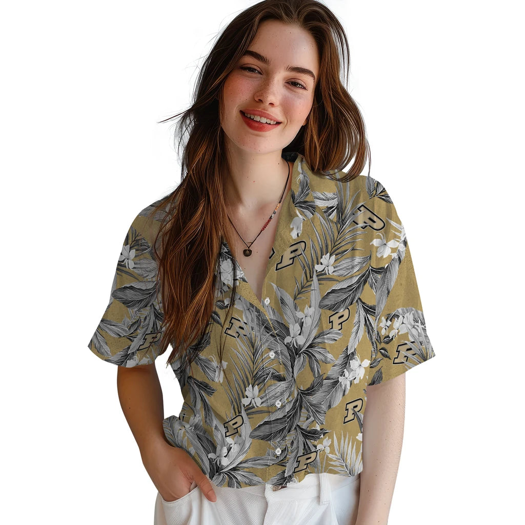 Purdue Boilermakers Hawaiian Shirt - Palm Leaves | Hula Hawaiian Shirts