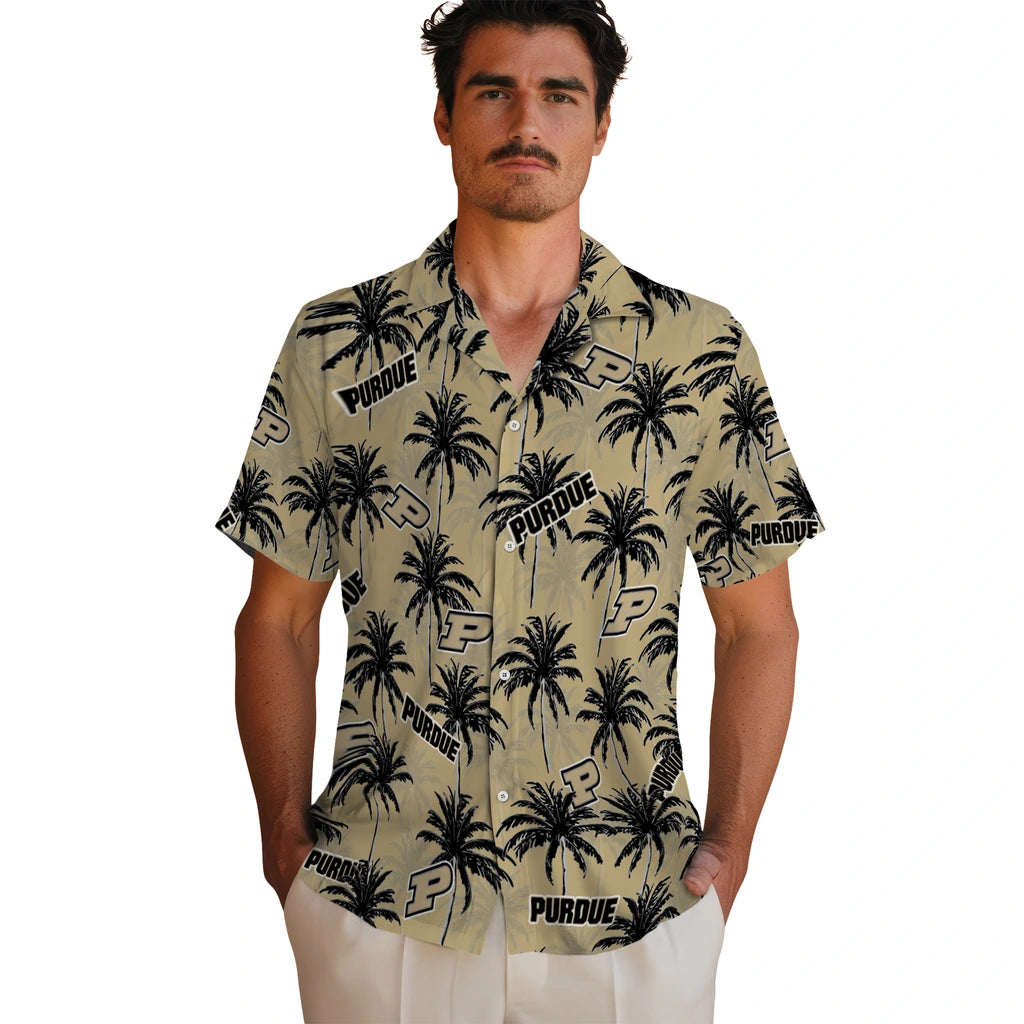Purdue Boilermakers Hawaiian Shirt - Palm Tree Motif | Hula Hawaiian Shirts