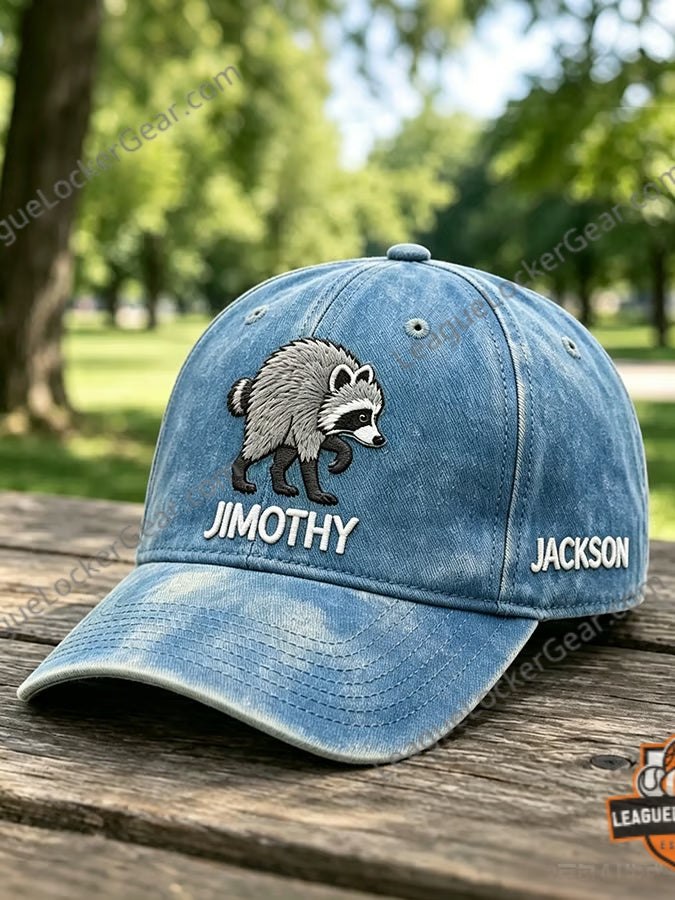 Raccoon Jimothy Custom Distressed Baseball Cap - LeagueLockerGear