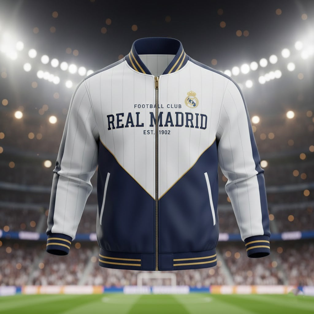 Real Madrid Varsity Track Jacket – The Ultimate Symbol of Galactic Excellence and Heritage - LeagueLockerGear