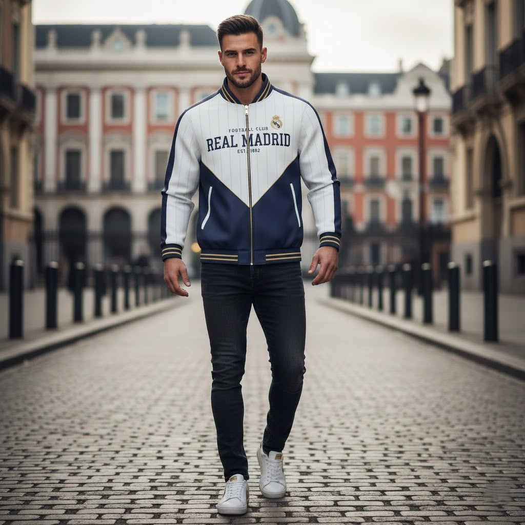 Real Madrid Varsity Track Jacket – The Ultimate Symbol of Galactic Excellence and Heritage - LeagueLockerGear