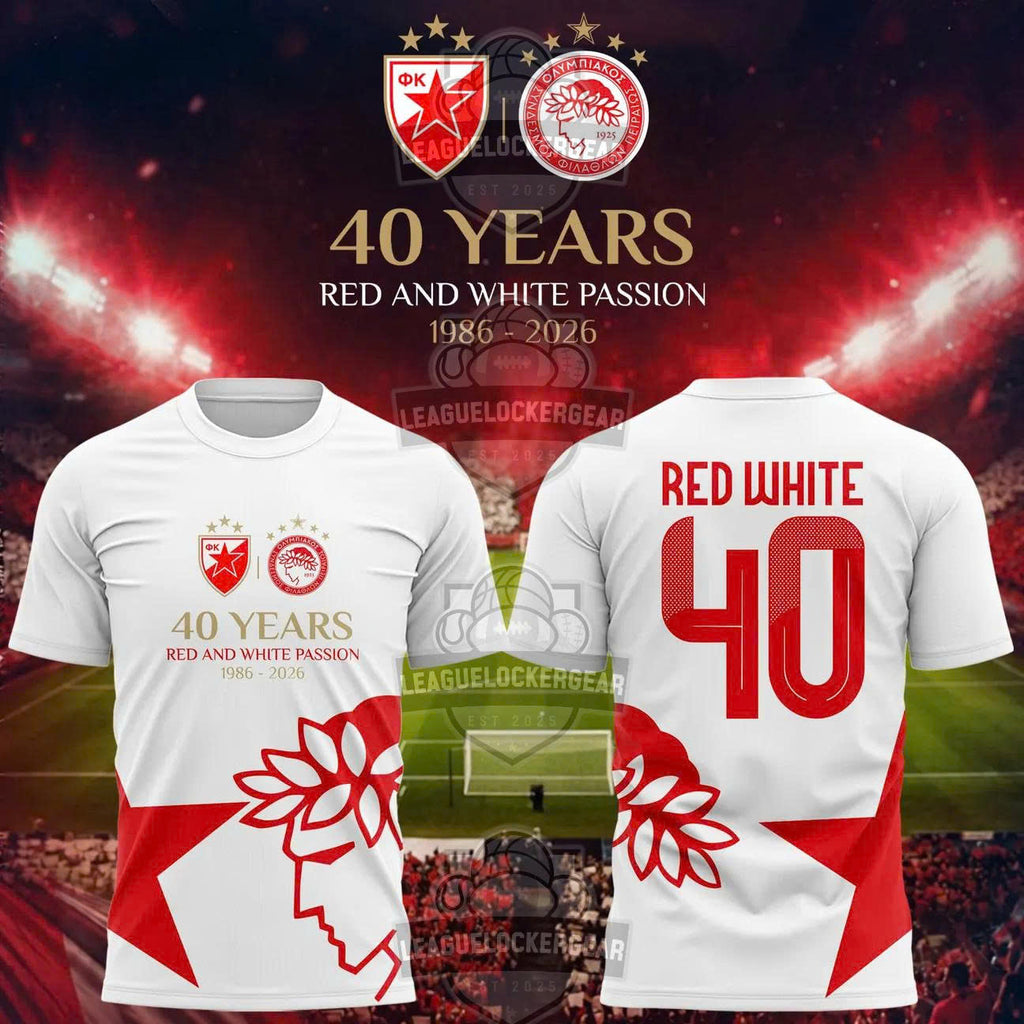Olympiacos FC 40th Anniversary T-Shirt - LeagueLockerGear