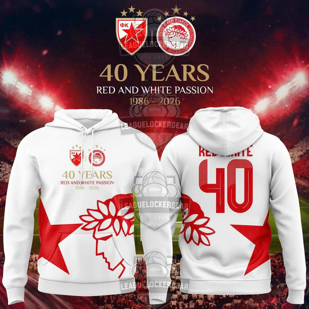 Olympiacos F.C. 40 Year Anniversary1986-2026 Hoodie - LeagueLockerGear