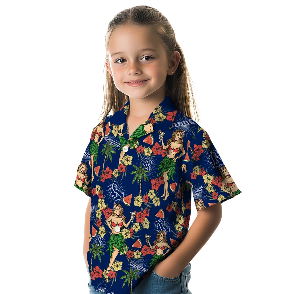 Rice Owls Hawaiian Shirt - Hawaiian Girls Design | Hula Hawaiian Shirts