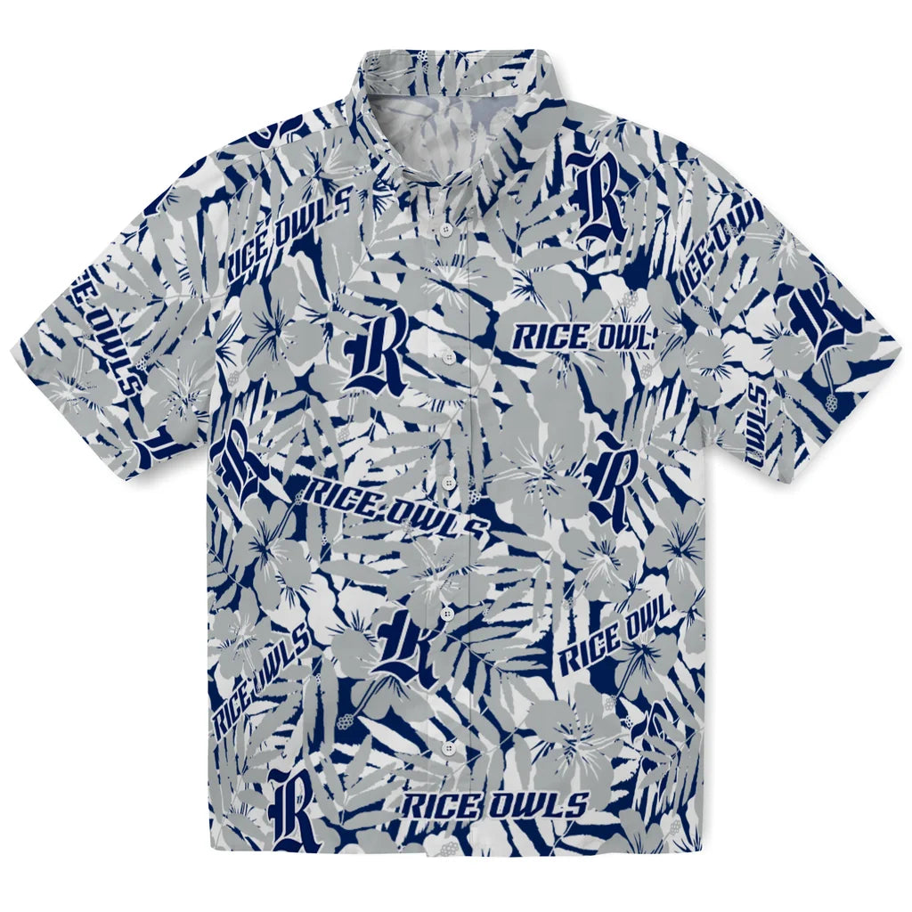 Rice Owls Hawaiian Shirt - Hibiscus Overlay | Hula Hawaiian Shirts