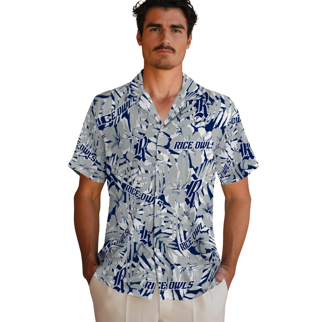 Rice Owls Hawaiian Shirt - Hibiscus Overlay | Hula Hawaiian Shirts