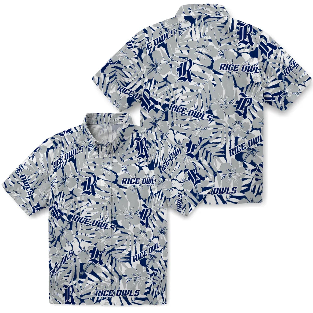 Rice Owls Hawaiian Shirt - Hibiscus Overlay | Hula Hawaiian Shirts