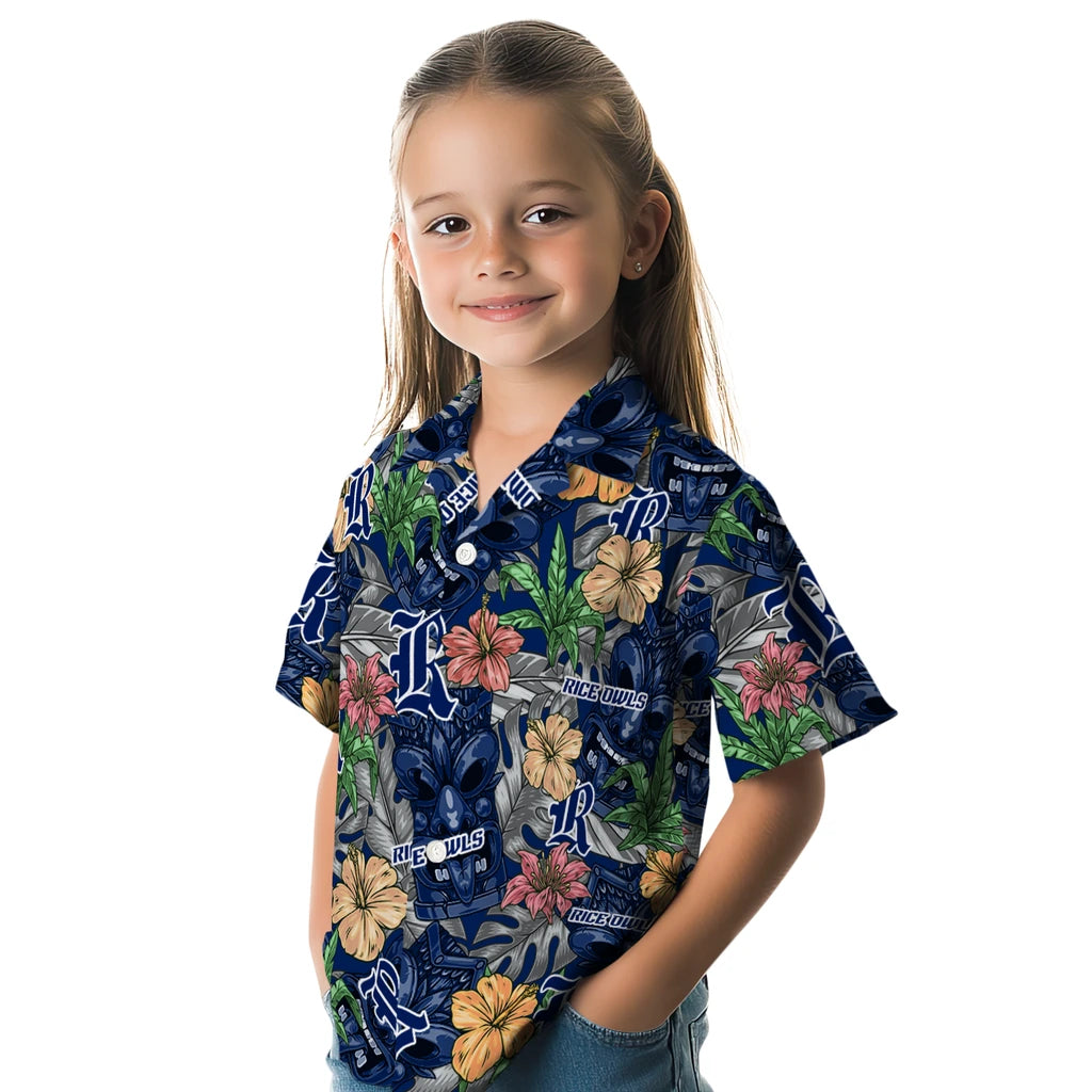 Rice Owls Hawaiian Shirt - Hibiscus Tiki Jungle | Hula Hawaiian Shirts