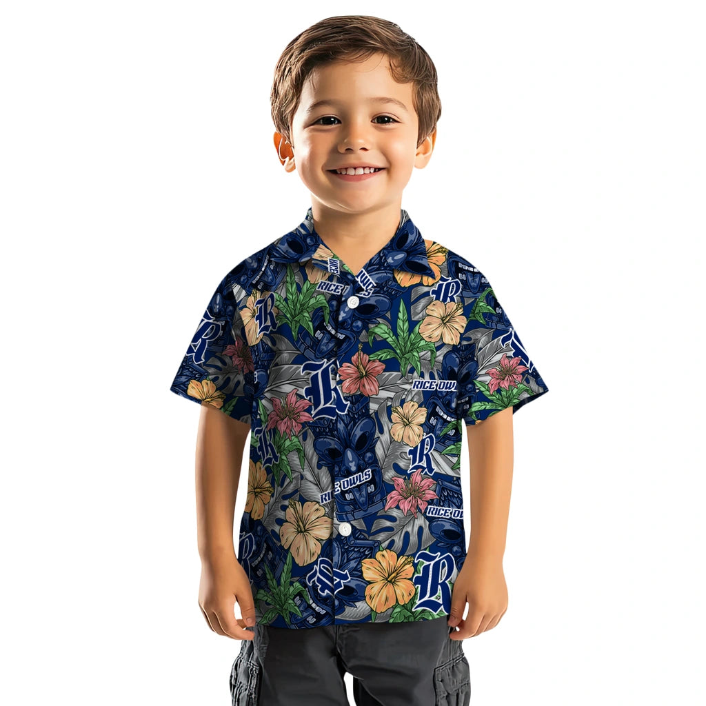 Rice Owls Hawaiian Shirt - Hibiscus Tiki Jungle | Hula Hawaiian Shirts