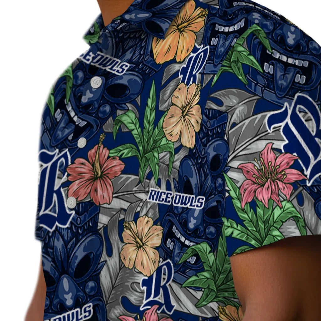 Rice Owls Hawaiian Shirt - Hibiscus Tiki Jungle | Hula Hawaiian Shirts