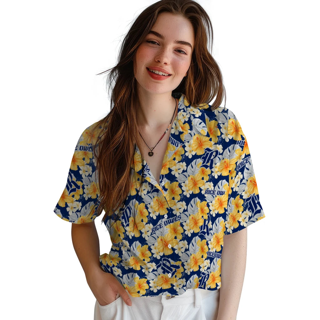 Rice Owls Hawaiian Shirt - Hibiscus Tropics | Hula Hawaiian Shirts