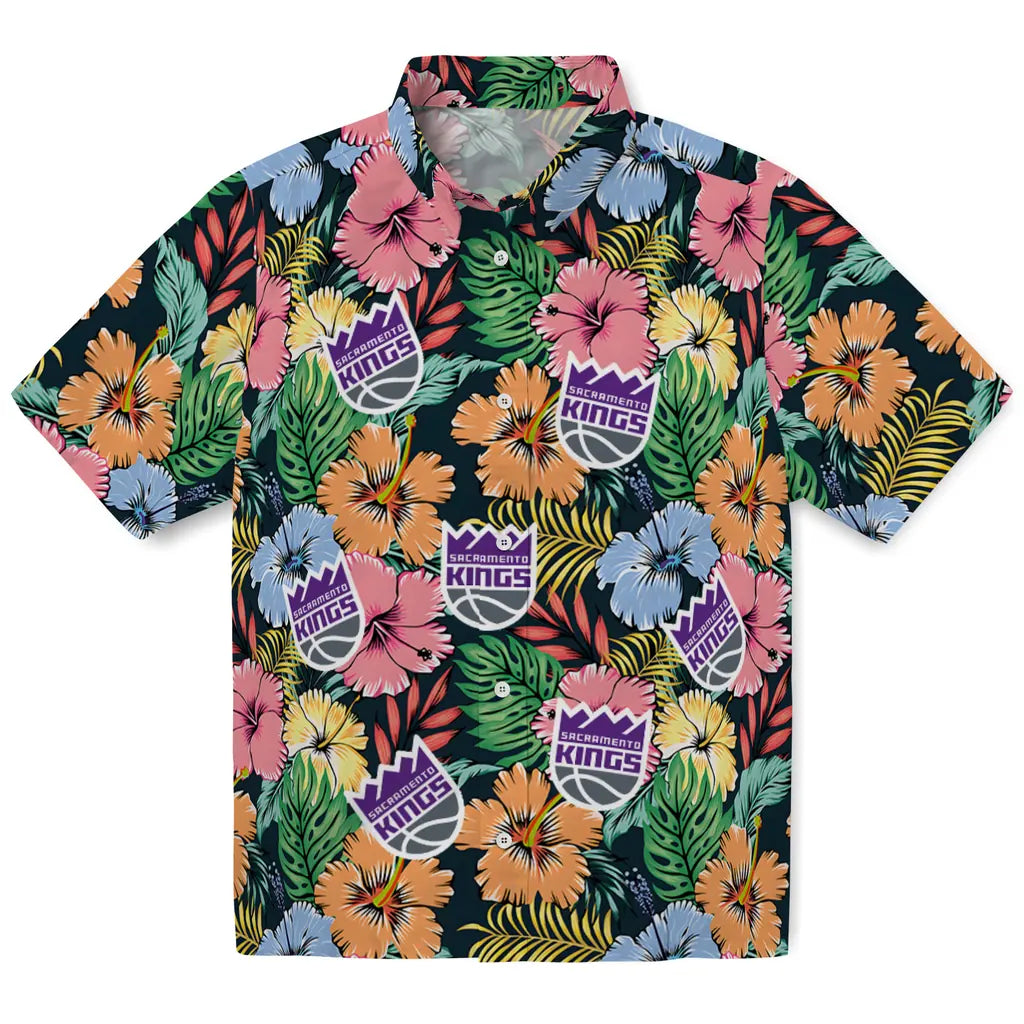 Sacramento Kings Hawaiian Shirt - Brilliant Hibiscus Garden | Hula Hawaiian Shirts