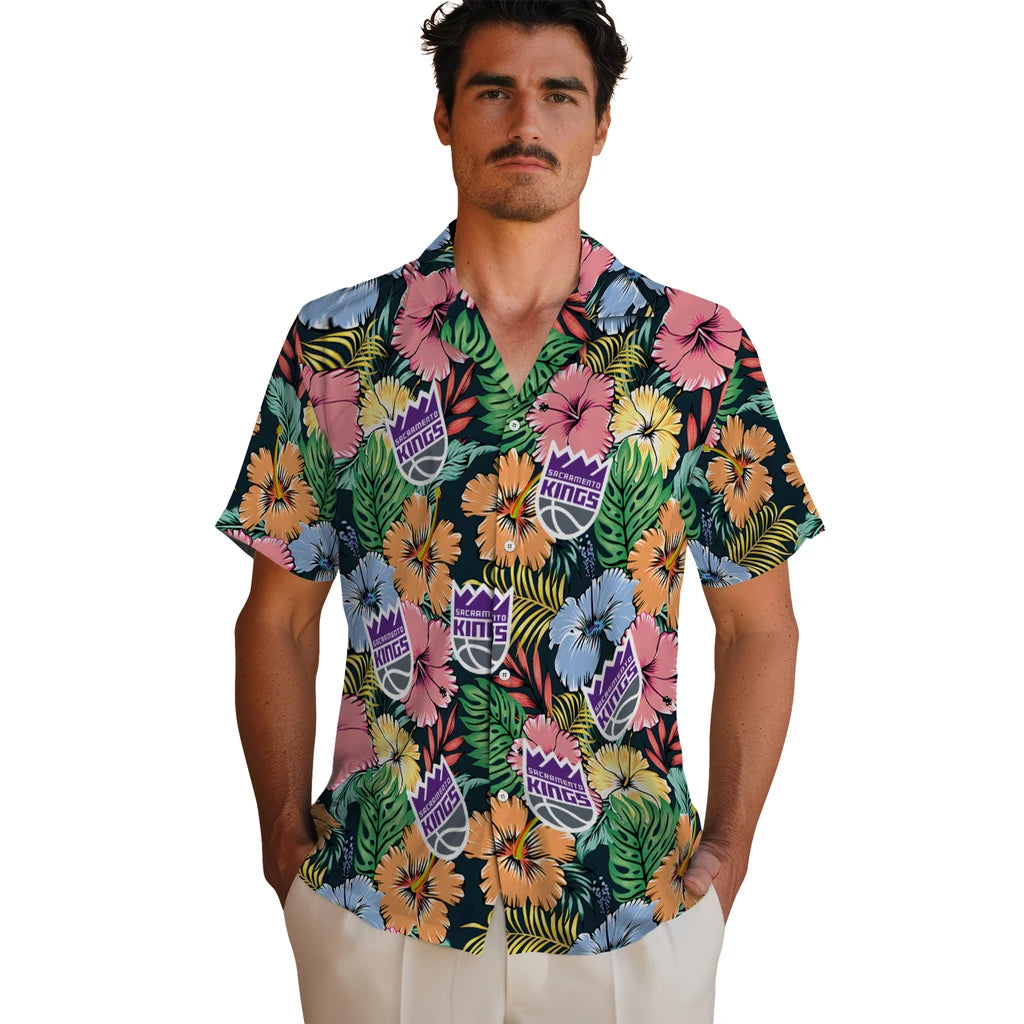 Sacramento Kings Hawaiian Shirt - Brilliant Hibiscus Garden | Hula Hawaiian Shirts